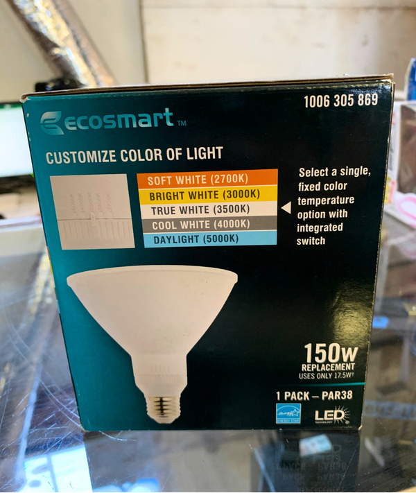 EcoSmart Dimmable LED Floodlight Bulb - White PAR38 150W