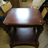 Solid mahogany wood end table with rich wood grain and classic design
