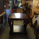 Solid mahogany wood end table with rich wood grain and classic design