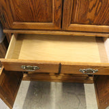 Vintage wood hutch with glass cabinet and bottom drawers