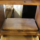 Vintage wood hutch with glass cabinet and bottom drawers