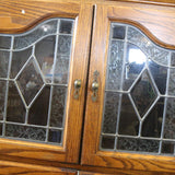 Vintage wood hutch with glass cabinet and bottom drawers