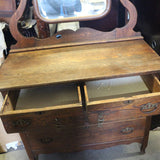 Vintage wooden vanity with adjustable mirror and drawers