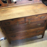 Vintage wooden vanity with adjustable mirror and drawers