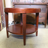 Regency style cherry wood two-tier coffee table with curved legs and elegant finish