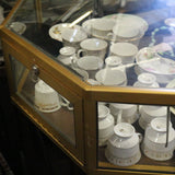  Antique Oak Hexagonal Glass Jewelry Display Case