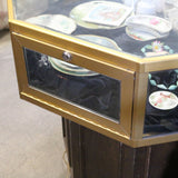  Antique Oak Hexagonal Glass Jewelry Display Case