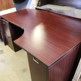 Credenza desk with right corner extension and enclosed storage