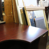 Credenza desk with right corner extension and enclosed storage