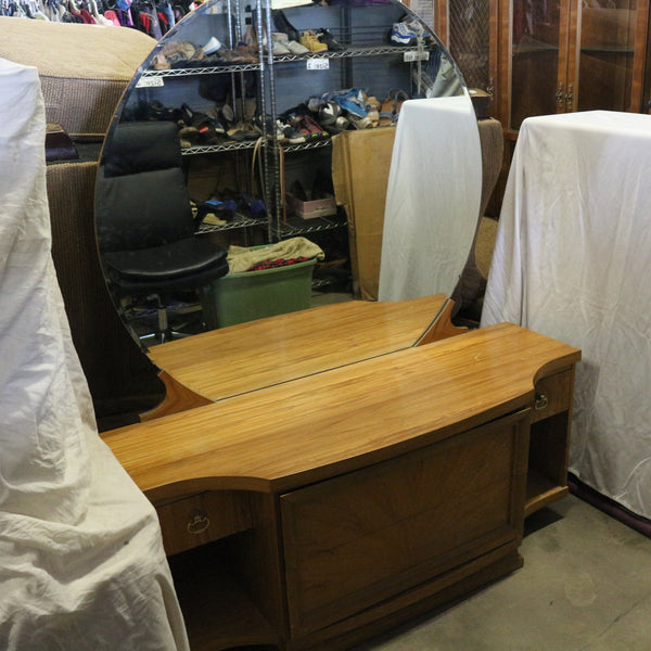 Mid-century modern vanity dresser with mirror and drawers