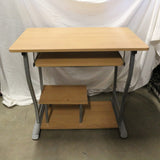 Modern light brown computer desk with keyboard tray