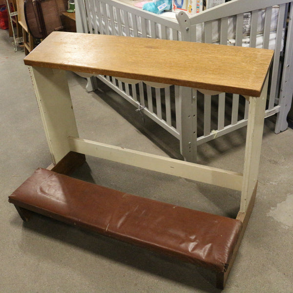 Vintage wooden Catholic wedding kneeler with detailed woodwork