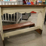 Vintage wooden Catholic wedding kneeler with detailed woodwork