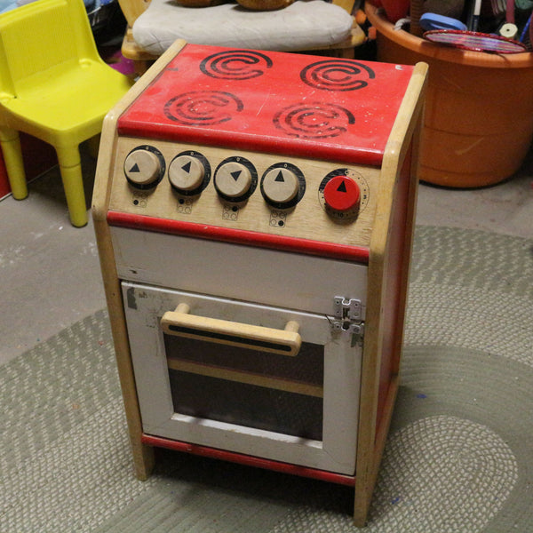  Red wooden kids mini oven stove toy