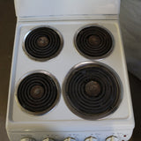White 20-inch electric range with 4 coil burners and oven