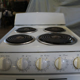 White 20-inch electric range with 4 coil burners and oven
