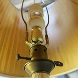 Vintage tall ceramic table lamp with pleated shade and mid-century modern design 38 inches