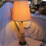 Vintage tall ceramic table lamp with pleated shade and mid-century modern design 38 inches