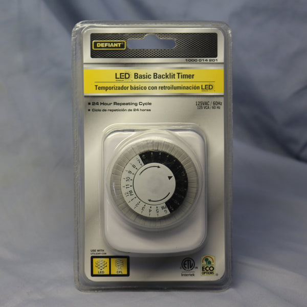 Defiant 24 Hour LED backlit plug-in timer new in package