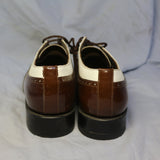 Stacy Baldwin brown and white wingtip spectator oxford shoes