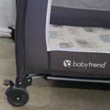 Baby Trend portable infant playard with elephant print mattress and mesh sides