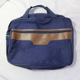 Pantozon navy canvas laptop bag with brown accent