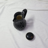 Vintage black swirl thermal coffee carafe with push-button lid
